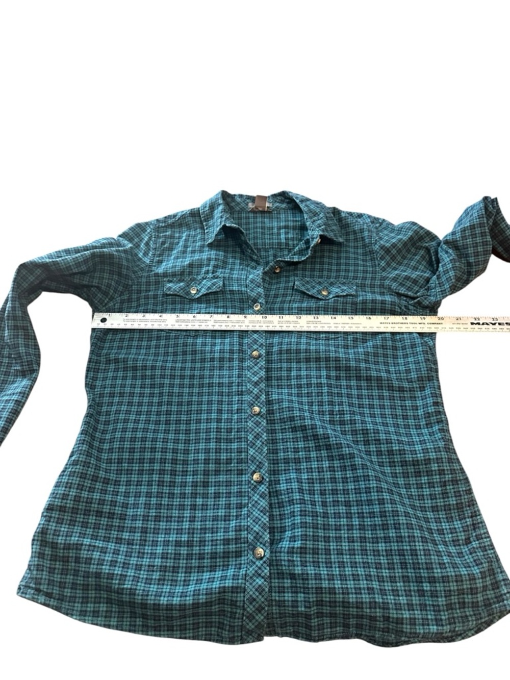 Flannel Teal and Black Plaid Women’s Shirt - Picture 4 of 5